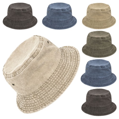 Stonewashed cotton bucket - bucket, hat
