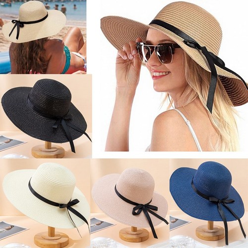 Ladies wide brim straw sun - wide,