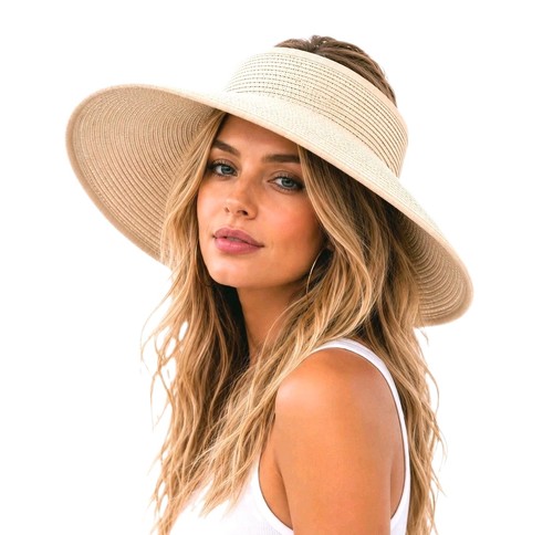 Foldable straw hat - straw, brim