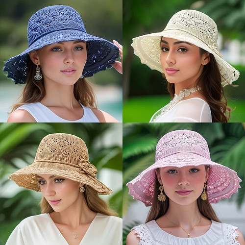 Ladies foldable sun cap beach - foldable,