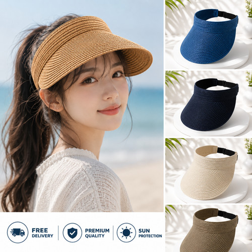 Straw sun cap adjustable - straw,