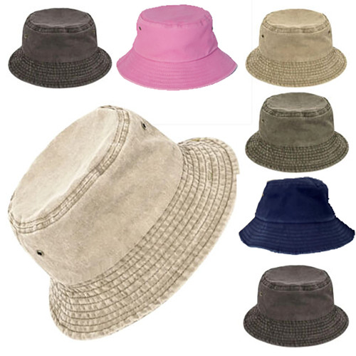Stonewashed cotton bucket - stonewashed, hat