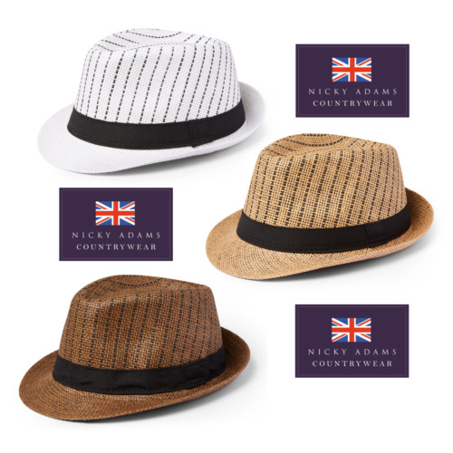 Straw trilby sun hat - straw,