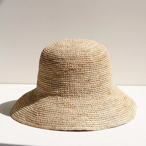 Women raffia straw bucket - women's,