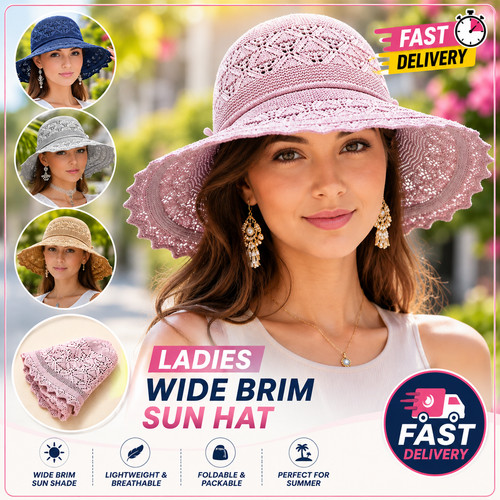 Ladies foldable straw sun - foldable,