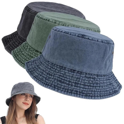 Stonewashed cotton bucket hat - stonewashed,