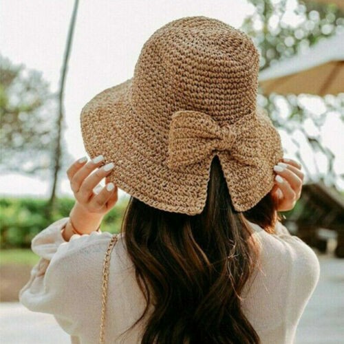 Ladies foldable beach sun hat - foldable,