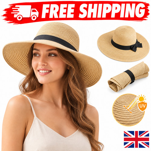 Ladies wide brim straw - straw, sun