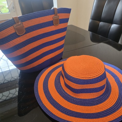 Straw woven hat and - and, set