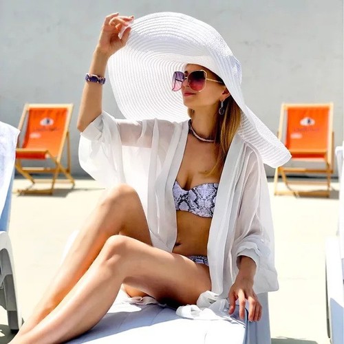Oversized beach straw hat - oversized,